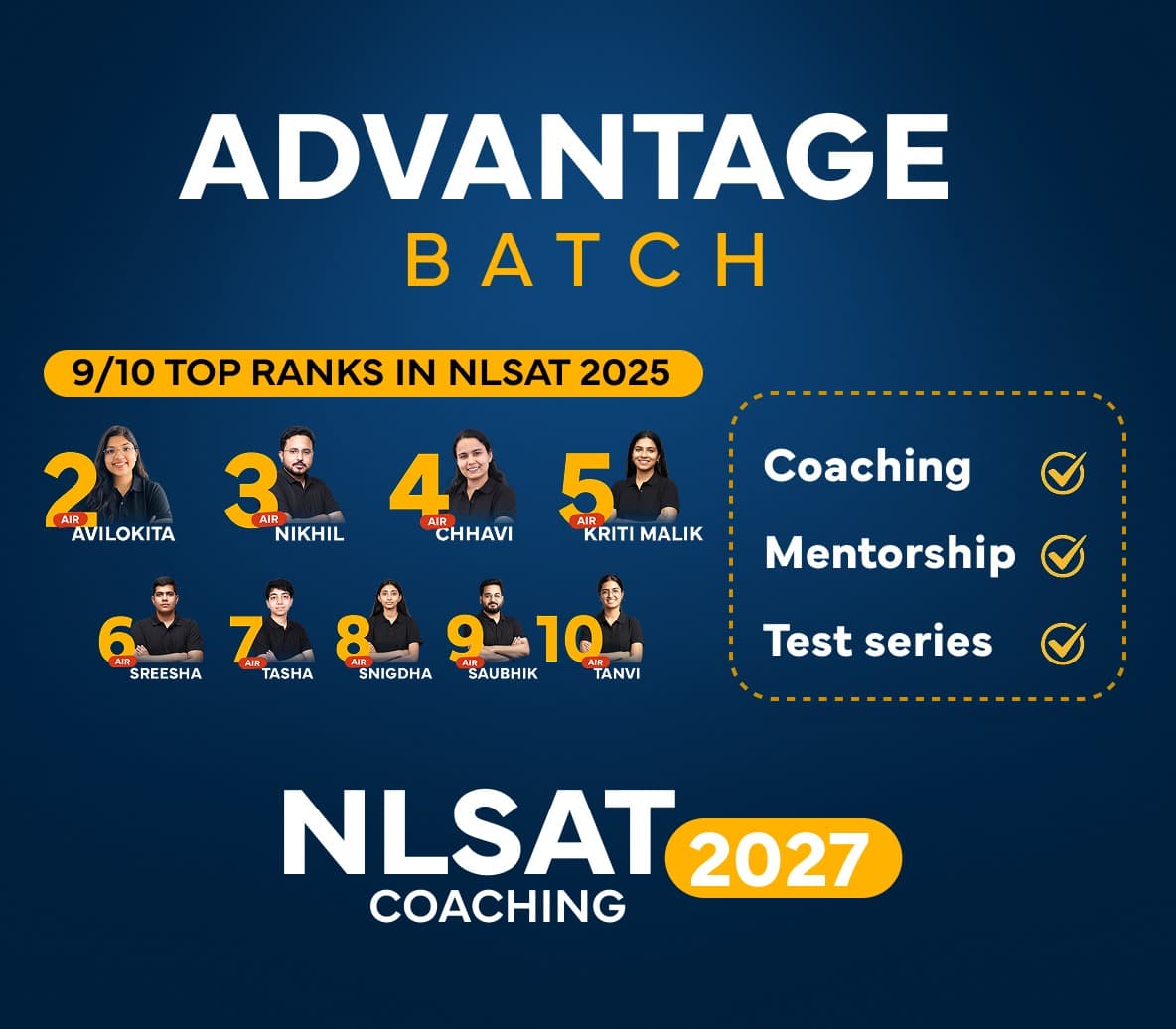 Crack NLSAT 2027: NLSAT Online Coaching and Mentorship + Test Series